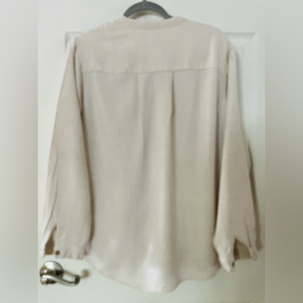 Zenana Outfitters Natural Beige Linen & Rayon Top - Picture 4 of 4